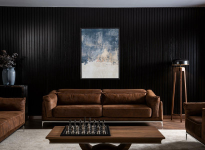 Three-seater couch sofa furniture soft couches brown suede-look sofas
